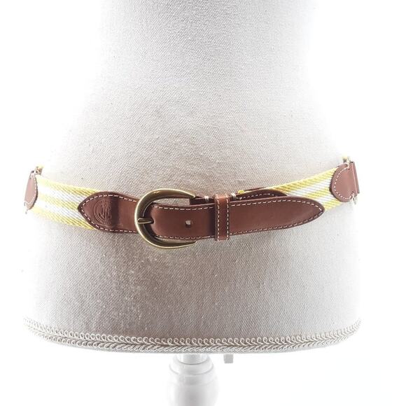 Tommy Hilfiger Accessories - Tommy Hilfiger Striped Hub Yellow White Brown Leather Cotton Weaved   gold ton